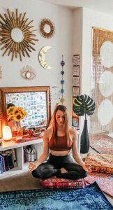 A Ladi doing yoga at India Yoga School Room.