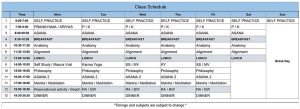 YTTC Schedule