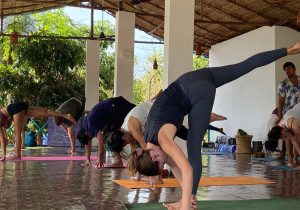 A group of people doing Yoga at India Yoga School.